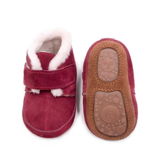 PINK/PURPLE BABY TODDLER GIRL LEATHER BOOTS - Picture 2 of 4